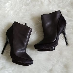 Mark and James Brown Fur Leather Platform Bootie 7